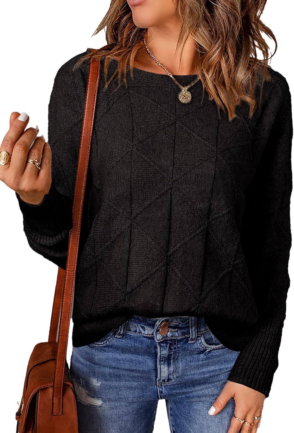 EVALESS Casual Crewneck Sweaters for Women Fall Winter 2025