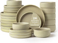 24 Piece Green Dinnerware Set for 8 - Calm Ceramic Plates & Bowls
