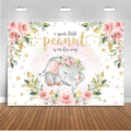 Elephant Baby Shower Backdrop Pink Floral Sweet Little Peanut - 10x8ft