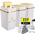 3 Pack 4 Gallon Bathroom Trash Can with Lid for Any Space
