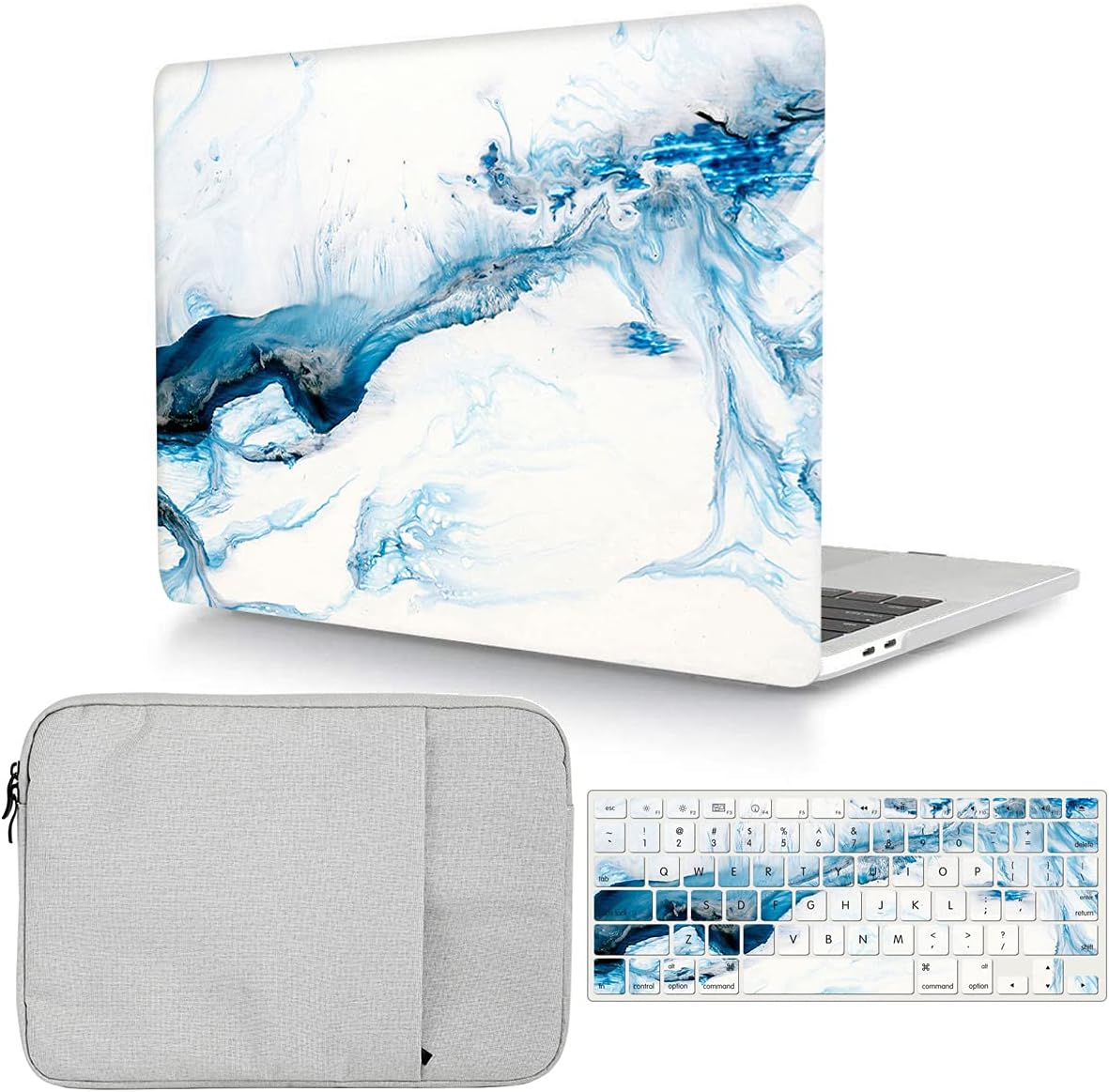 MacBook Pro 14 Inch Case with Sleeve & Keyboard Cover - Blue Wave