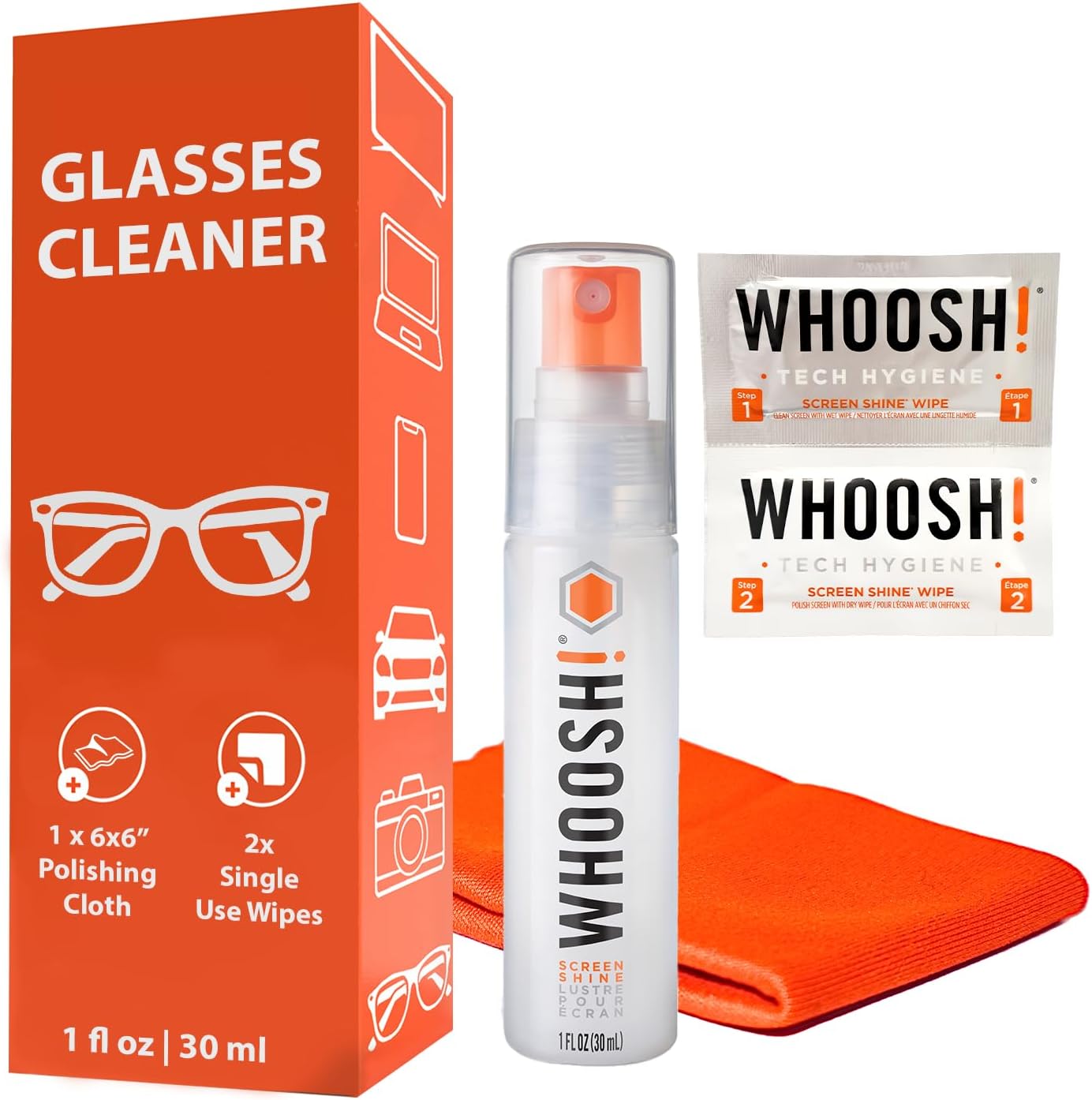 WHOOSH! Glasses Cleaner Kit - Crystal Clear Vision On The Go