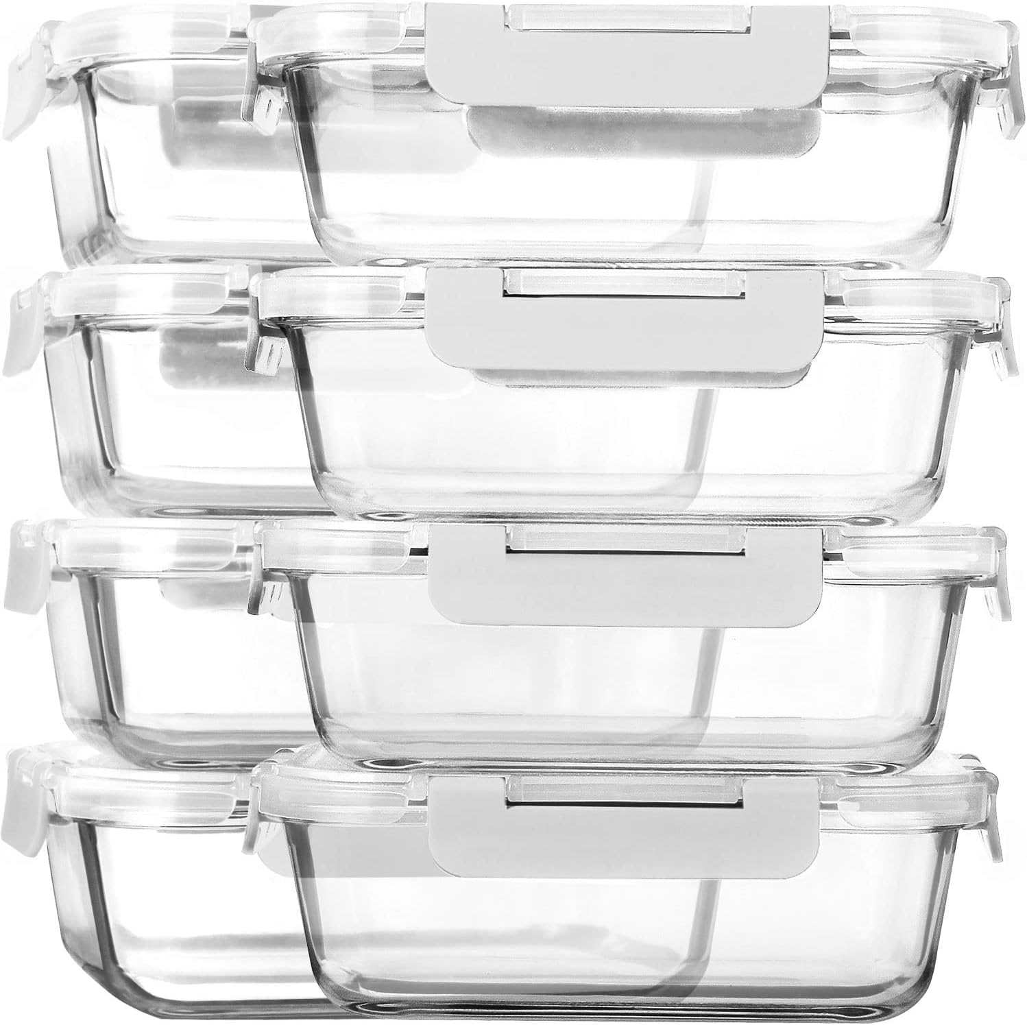 8-Pack 30 oz Glass Meal Prep Containers for Food Storage