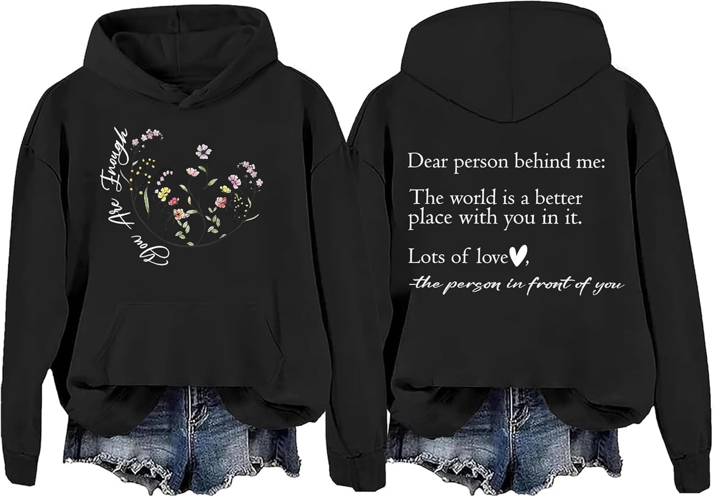 You Are Enough Women's Hoodie - Casual Letter Print