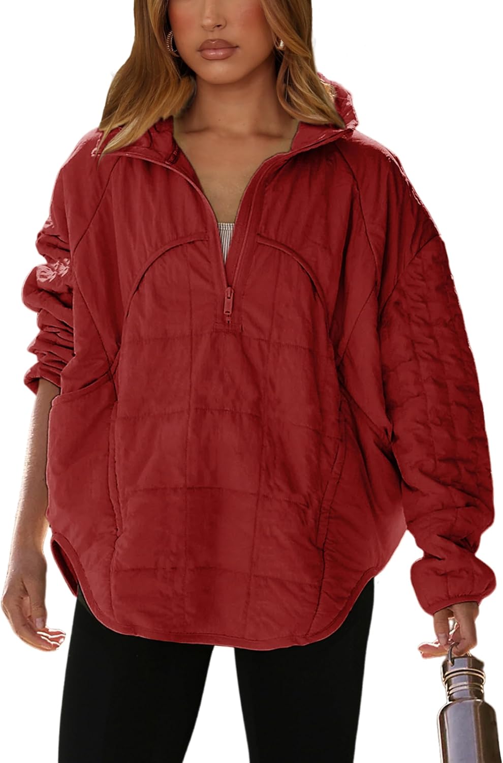Daacee 2025 Oversized Lightweight Quilted Pullover Jacket