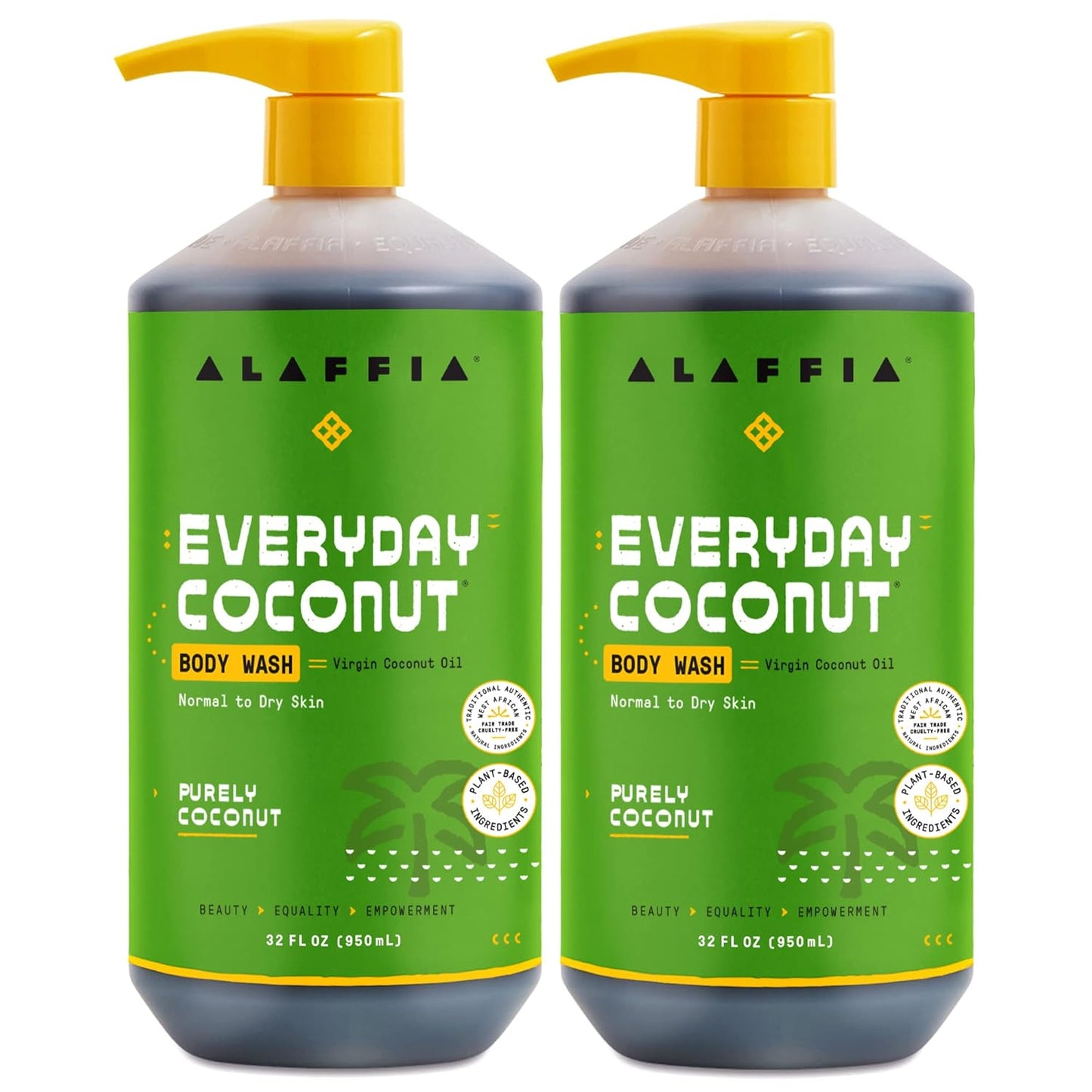 Alaffia Everyday Coconut Body Wash 2-Pack for Moisturizing Skin