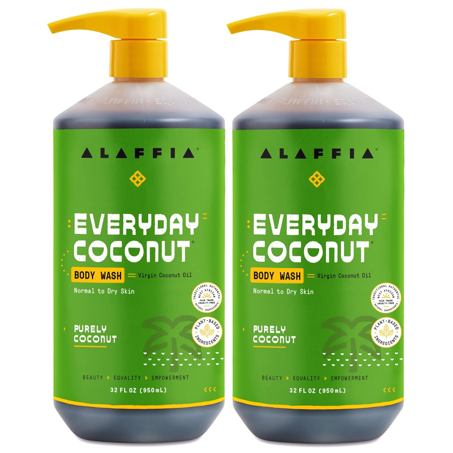 Alaffia Everyday Coconut Body Wash 2-Pack for Moisturizing Skin