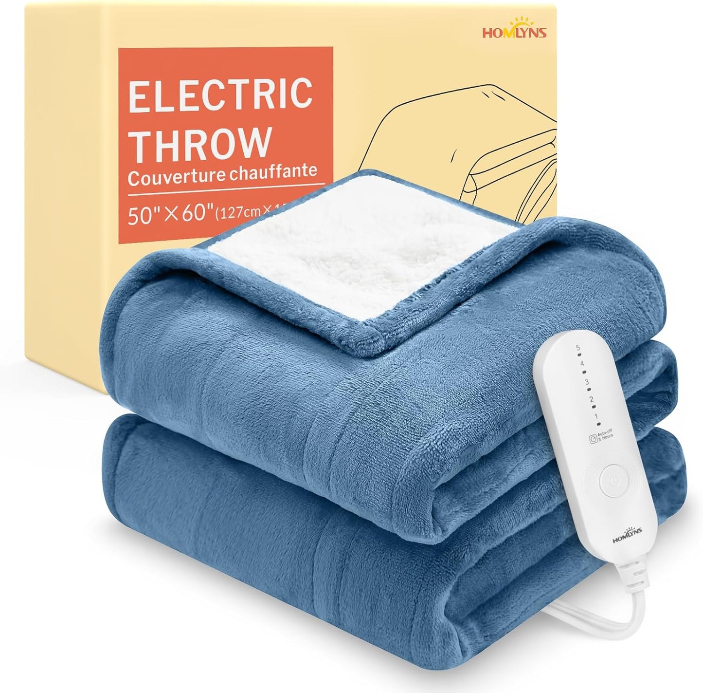 HOMLYNS LuxeHeat Heated Blanket for Ultimate Comfort and Warmth