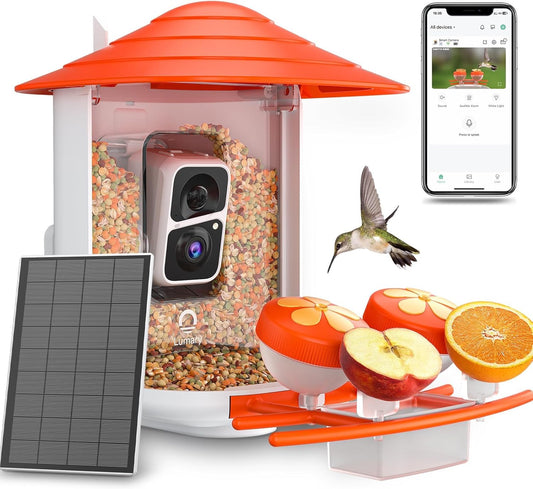 Lumary Smart Bird Feeder: AI-Identify 10,000+ Birds, Solar-Powered HD Camera