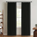100% Blackout Shield Linen Look Pinch Pleated Blackout Curtains 96in