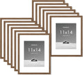 11x14 in Picture Frame with 8x10 Removable Mat - Walnut, 12 Pack