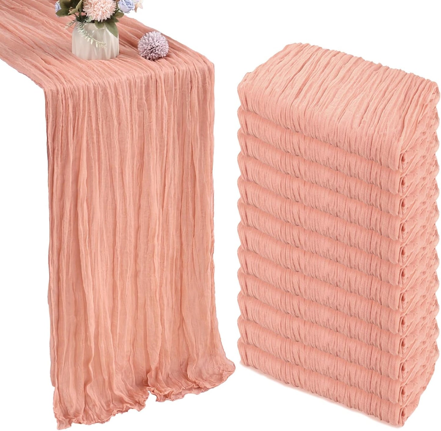 12 Pack Peach Cheesecloth Table Runner for Elegant Events