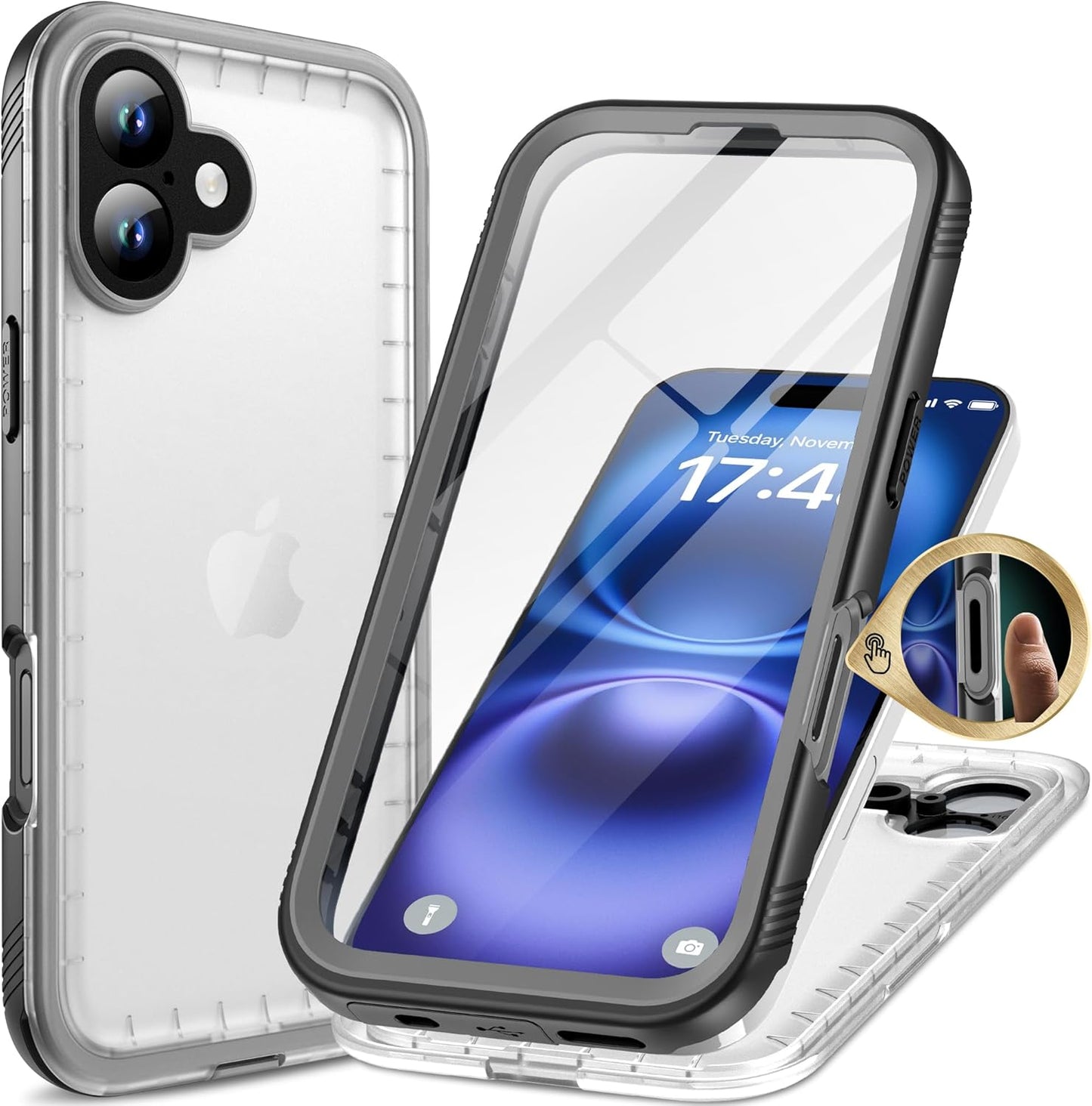 Cozycase iPhone 16 Plus Case Waterproof Heavy Duty Protection