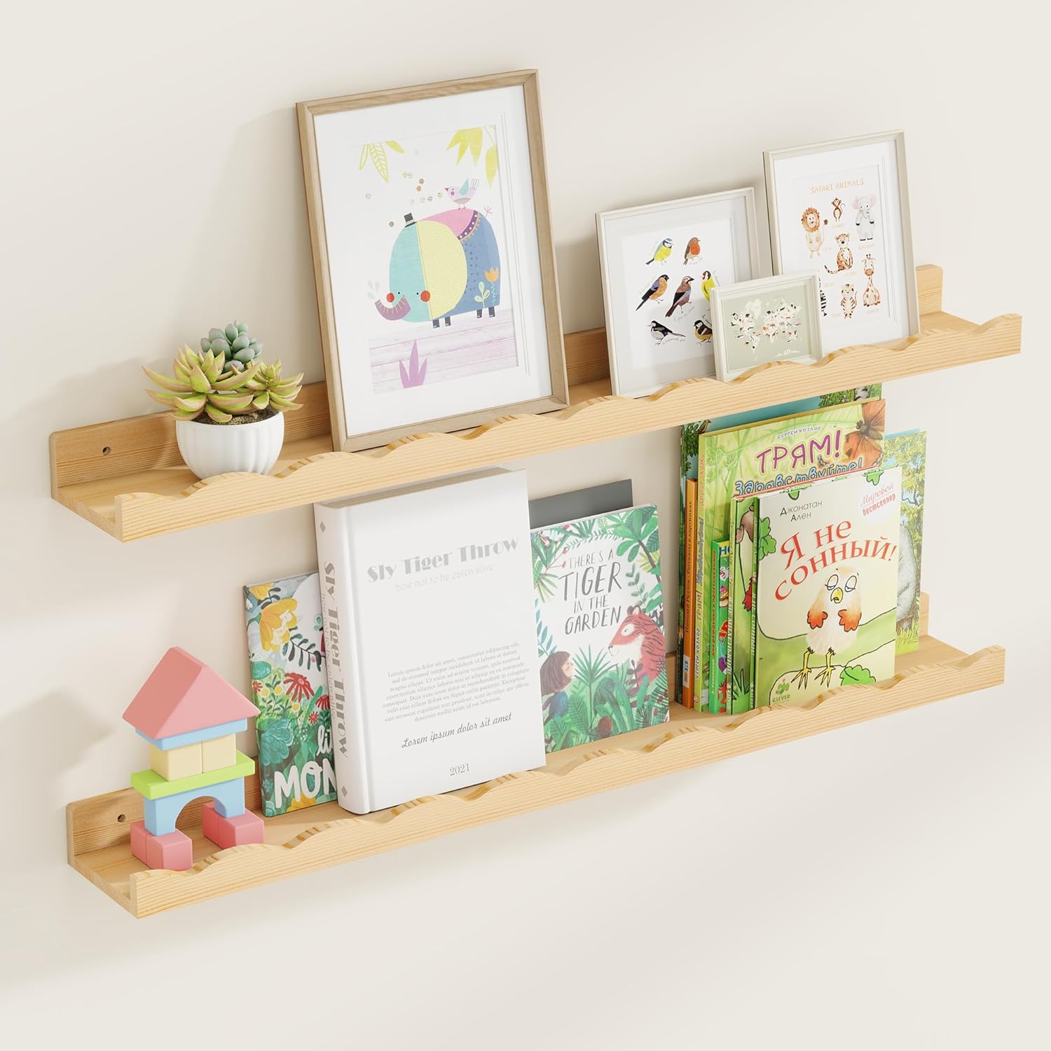 Picture Ledge Shelf Set of 2 for Kids Room and Home Decor