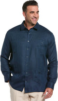 Men's 100% Linen Four-Pocket Long Sleeve Guayabera Shirt (Style X2NK)