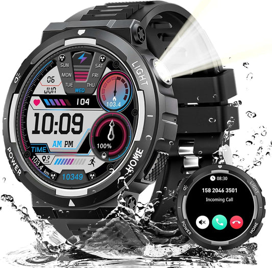 HeraQuen Military Smart Watch: Answer Calls, Waterproof, 100+ Sports Modes