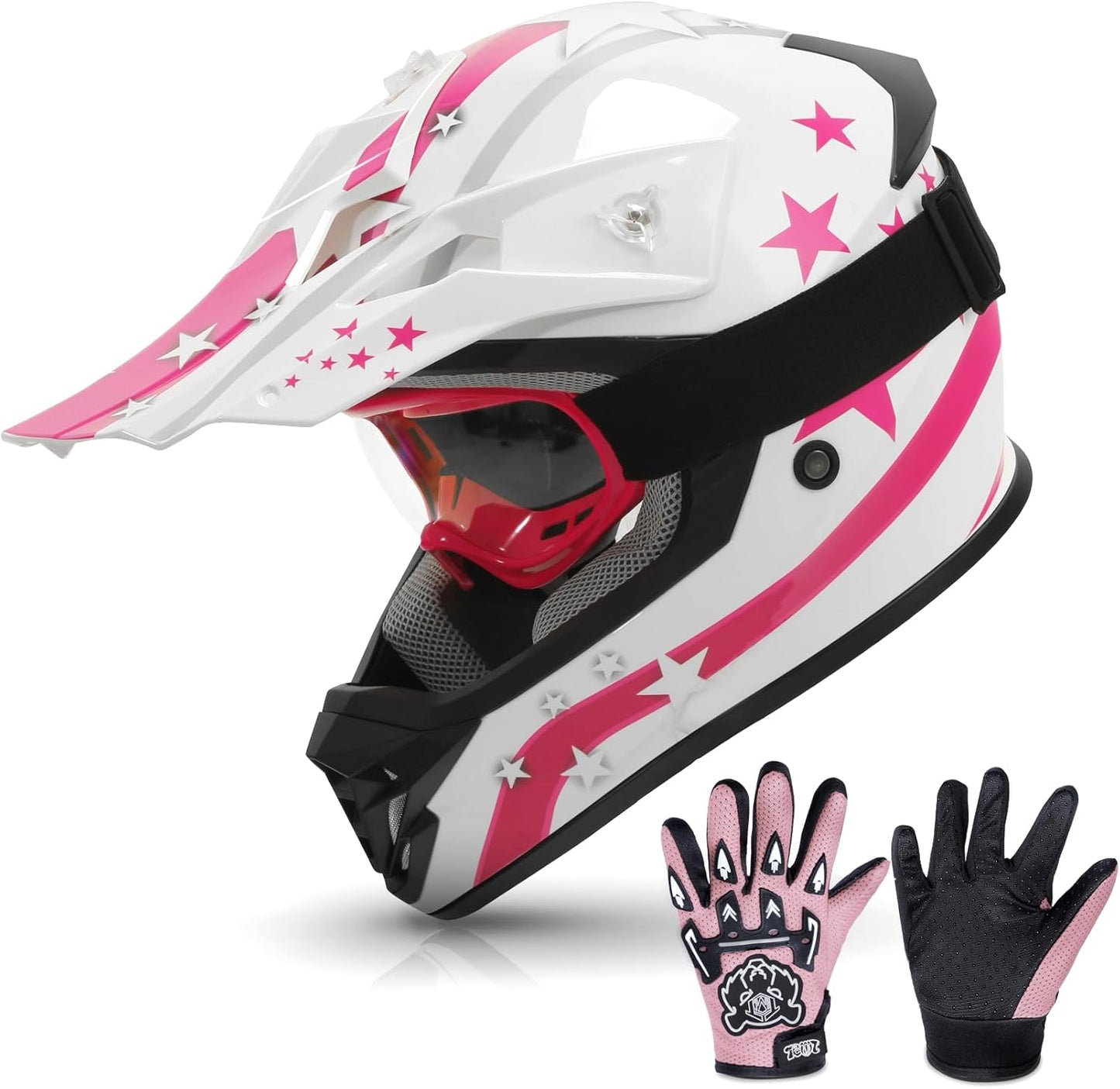 Youth Kids Dirt Bike Helmet with Goggles and Gloves for Safety