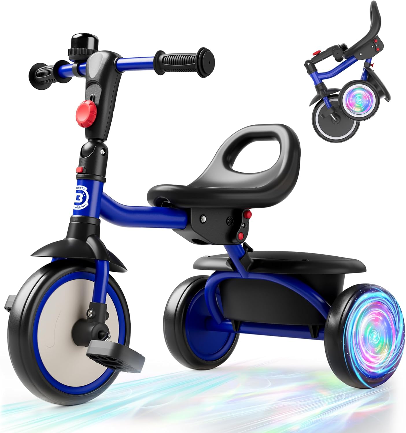besrey Kids Tricycle with Flash Wheels for Safe Fun Rides
