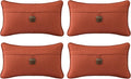 Outdoor Decorative Pillows with Coconut Button Pack of 4 - Coral Red
