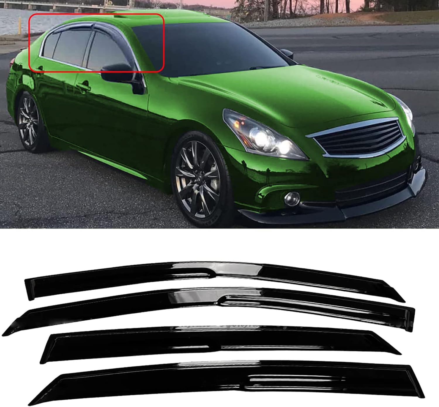 Tape-On Windows Visor for 2007-2015 Infiniti G35 G37 Rain Guards