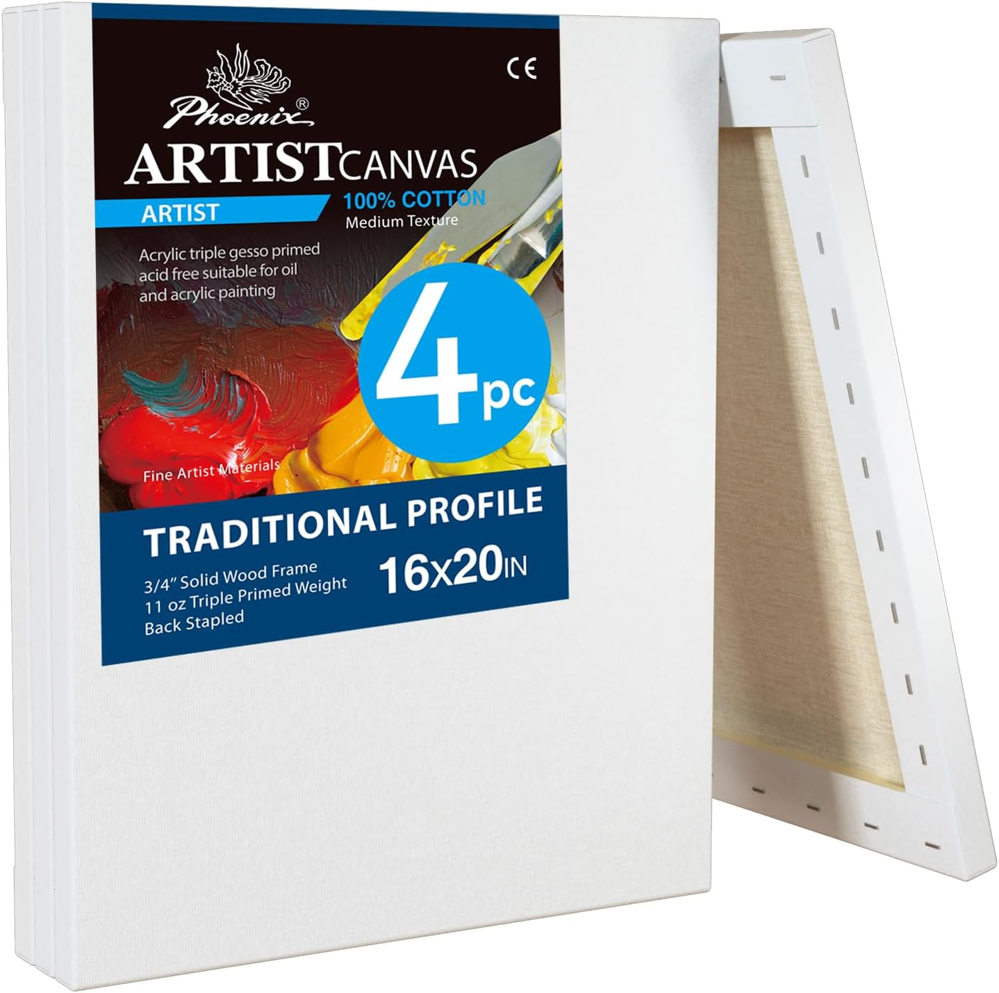 PHOENIX 16x20 Inch Artist Canvas Pack for Professional Painting