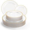 Clear Plastic Plates with Gold Rim 60pcs - Elegant Disposable Plates
