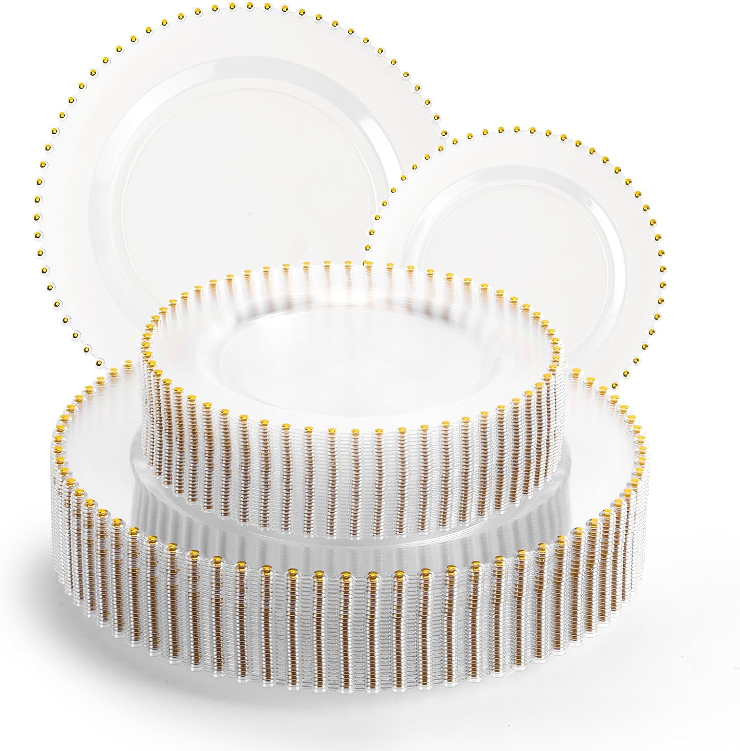 EI 60pcs Clear Plastic Plates with Gold Rim for Elegant Events