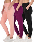 Women's High Waisted Joggers 3 Pack - Comfortable Active Tapered Fit