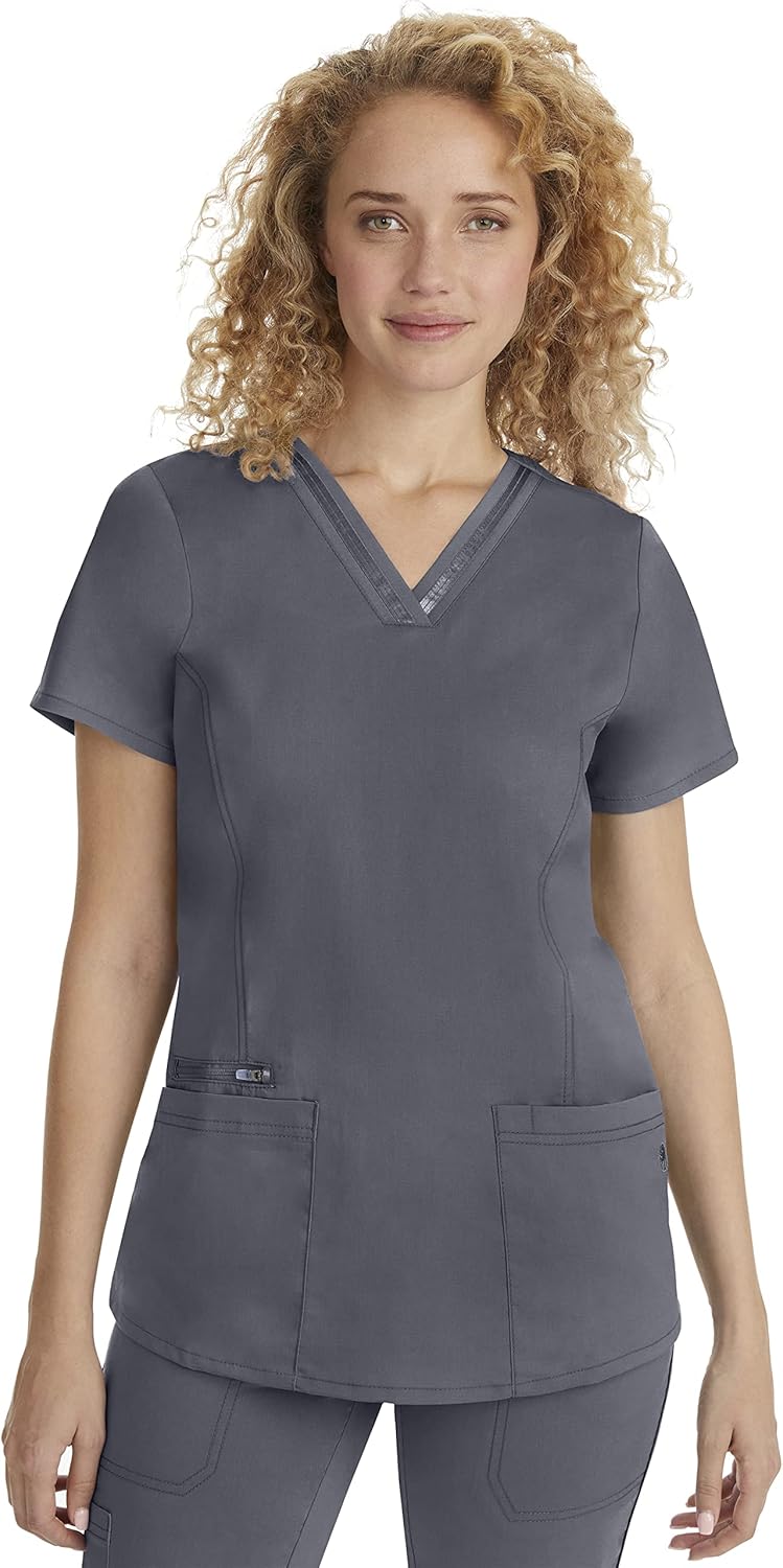 Healing Hands Women's Scrub Top with 3 Pockets and Stretch Fabric