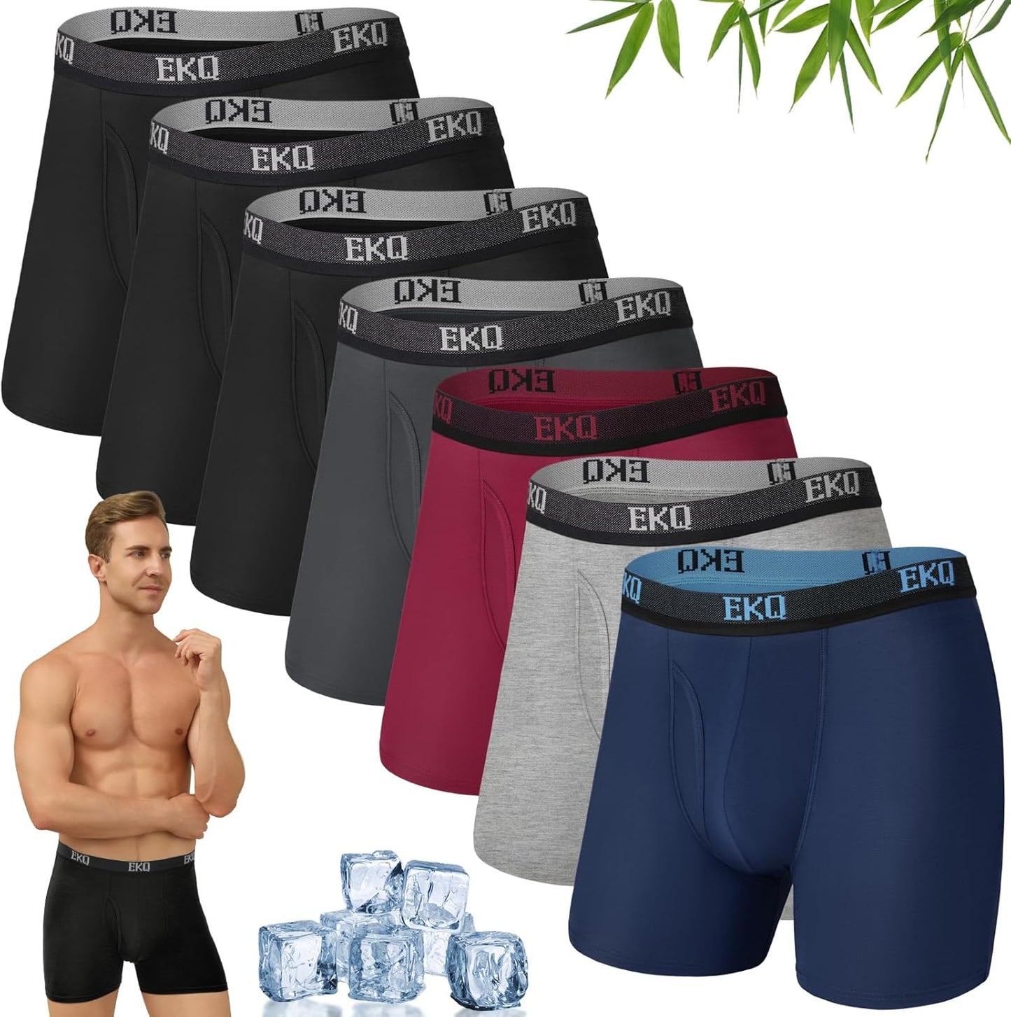 Mens Underwear Breathable Boxer Briefs 7 Pack for Comfort