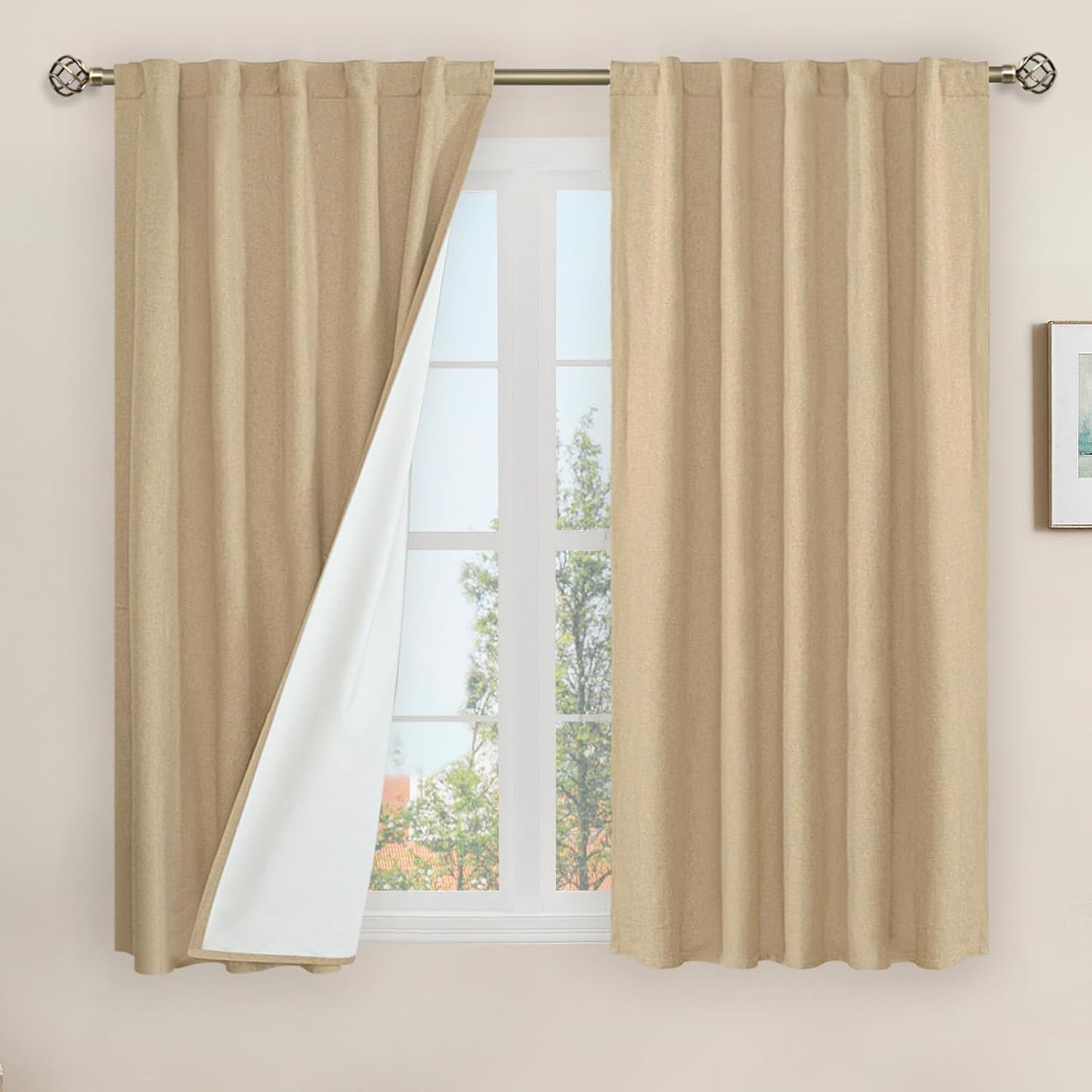 LAMIT Natural 100% Blackout Linen Curtains for Elegant Spaces