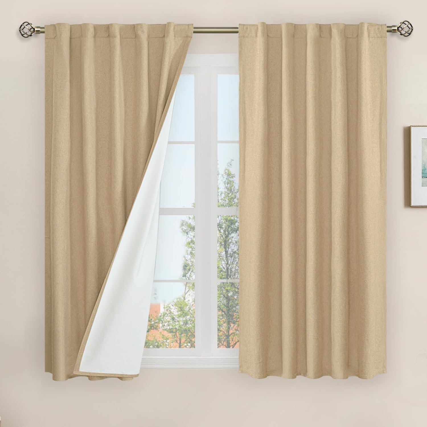 LAMIT Natural 100% Blackout Linen Curtains for Elegant Spaces