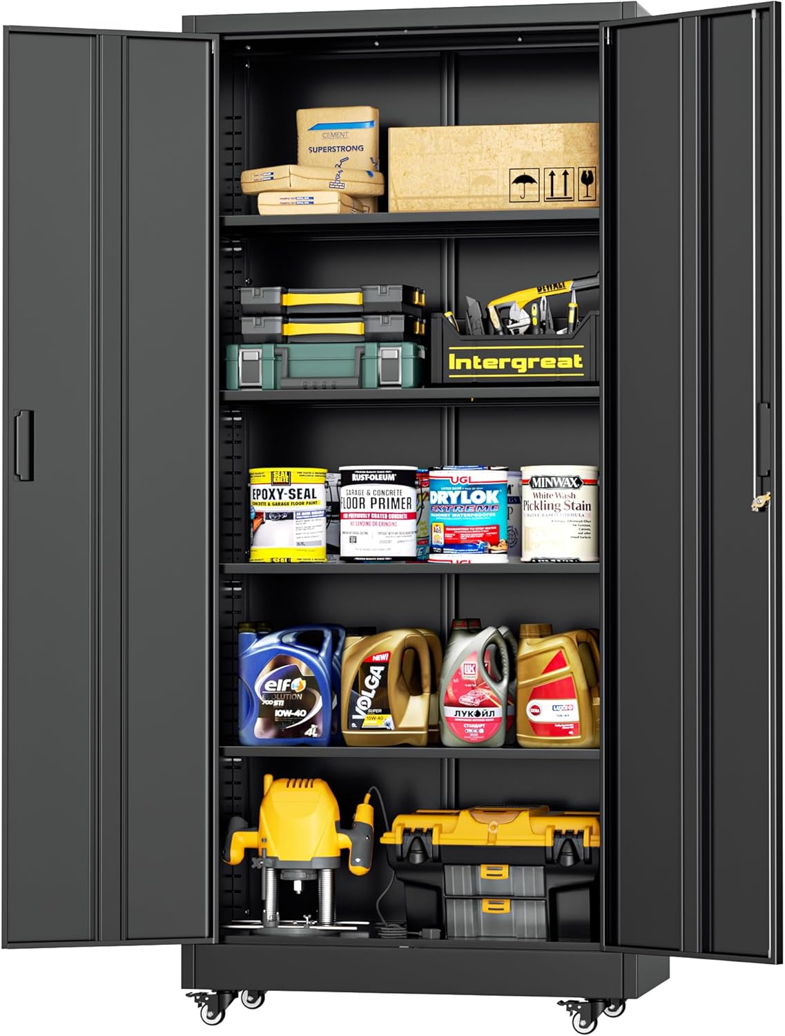 INTERGREAT Metal Storage Cabinet with Wheels for Home and Office
