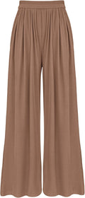 Womens Casual Wide Leg Pants Pleated Elastic Waist - Comfortable Shoes