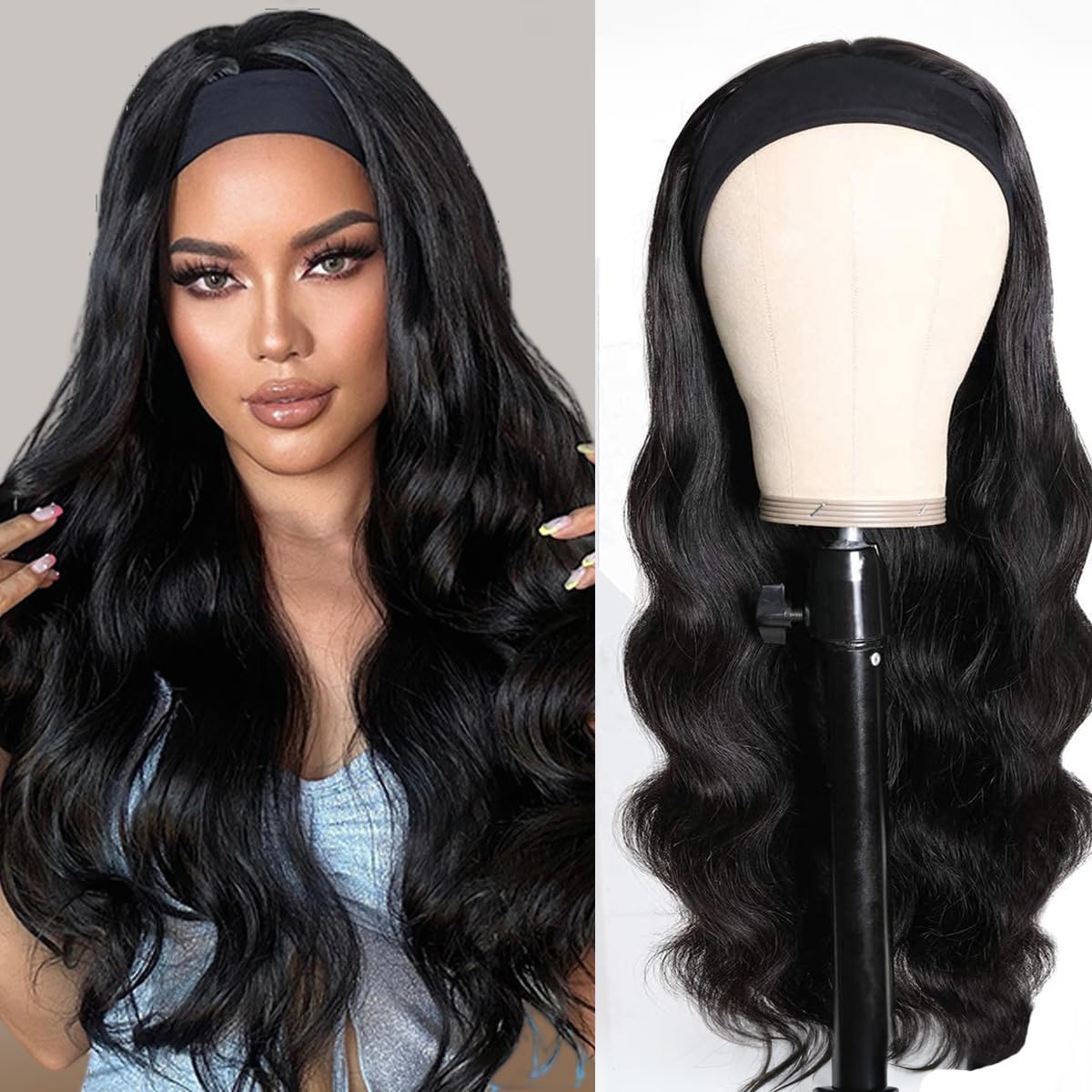 Headband Wig Human Hair 20 Inch Body Wave for Black Women
