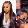 Dark Burgundy Lace Front Wig 13x4 Purple Straight HD Lace - Natural
