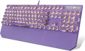 Typewriter Style Mechanical Gaming Keyboard - Purple Retro Punk