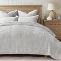 Velvet Quilt Set King Size Frost Gray - Channel Quilted Comfort