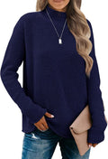 Turtleneck Long Sleeve Sweater - Cozy Loose Knit Pullover Size