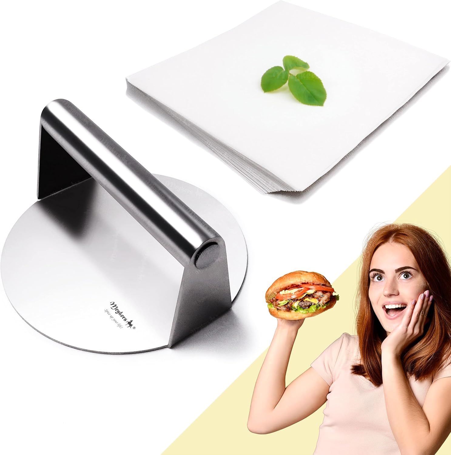 Meykers Stainless Steel Burger Smasher | Perfectly Pressed Patties