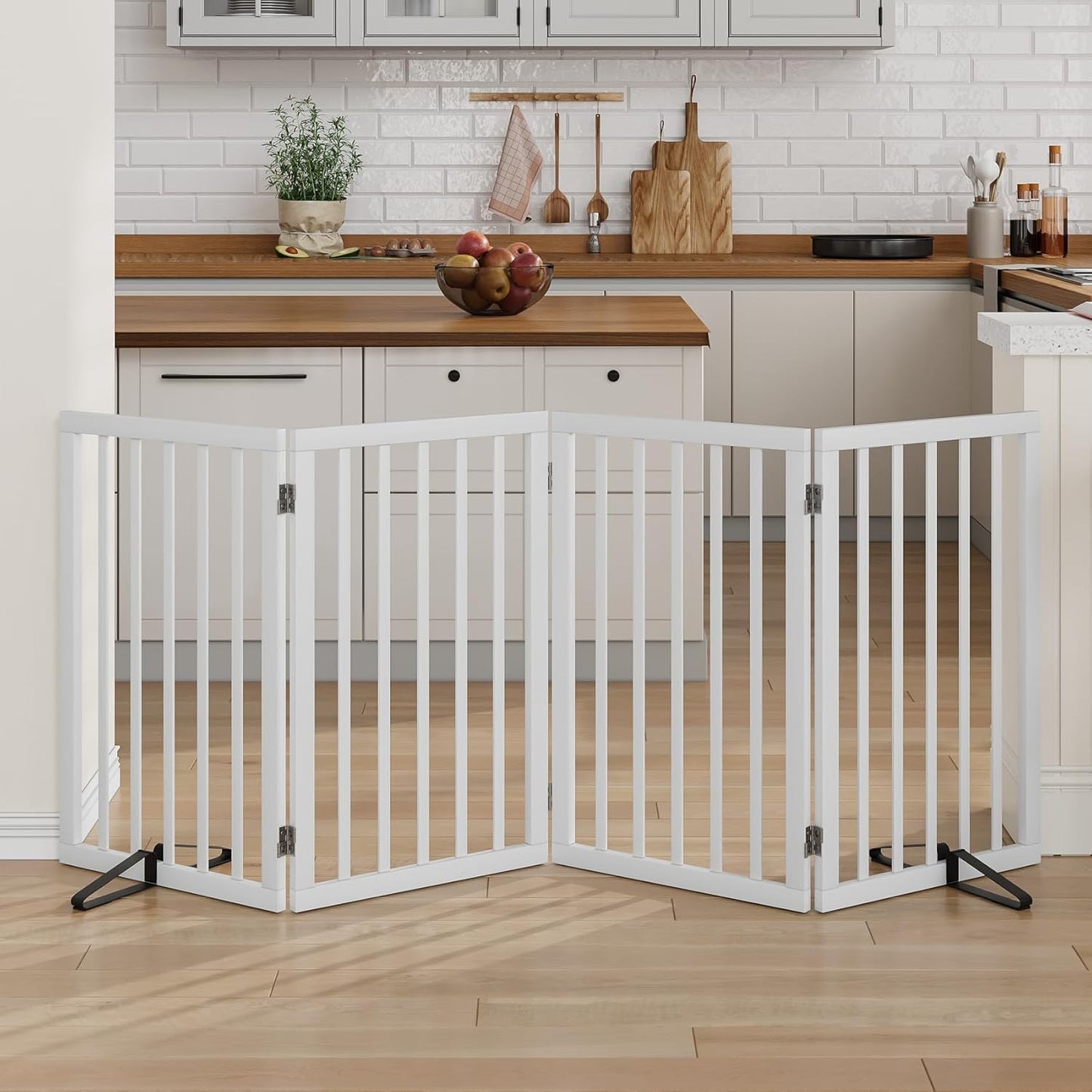 Freestanding Dog Gate 32 in Tall for Doorways and Indoor Use