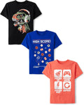 Boys Gamer Sports Short Sleeve Graphic T-Shirts 3-Pack - Soft Jersey