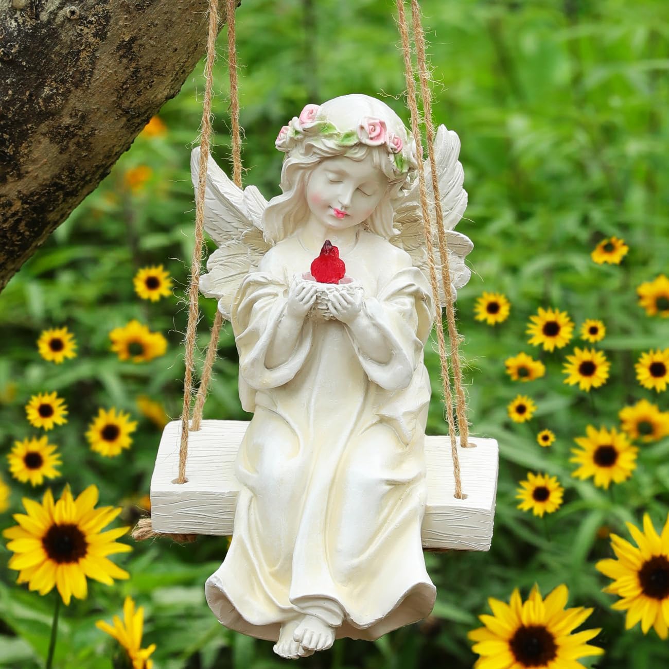 Angel Garden Statue with Solar Light for Outdoor Decor
