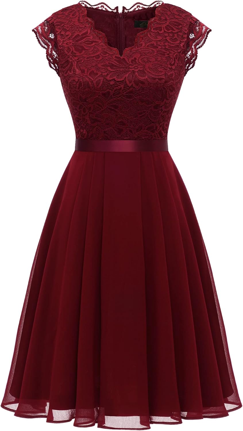Dressystar Women's V Neck Sleeveless Lace Bridesmaid Dress