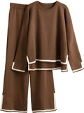 Tanming Women's 2 Piece Knit Sweater Top & Wide Leg Pants Set - Cozy 6