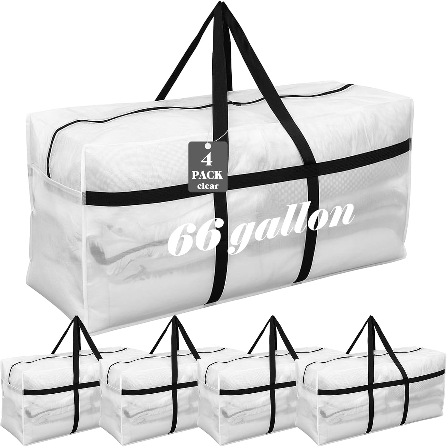 4 Pcs 66 Gallon Large Moving Bags for Easy Storage Solutions