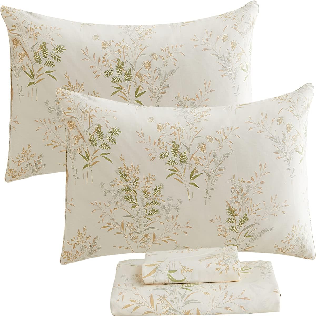 FADFAY Queen Bed Sheet Sets - Premium 100% Cotton Floral Design