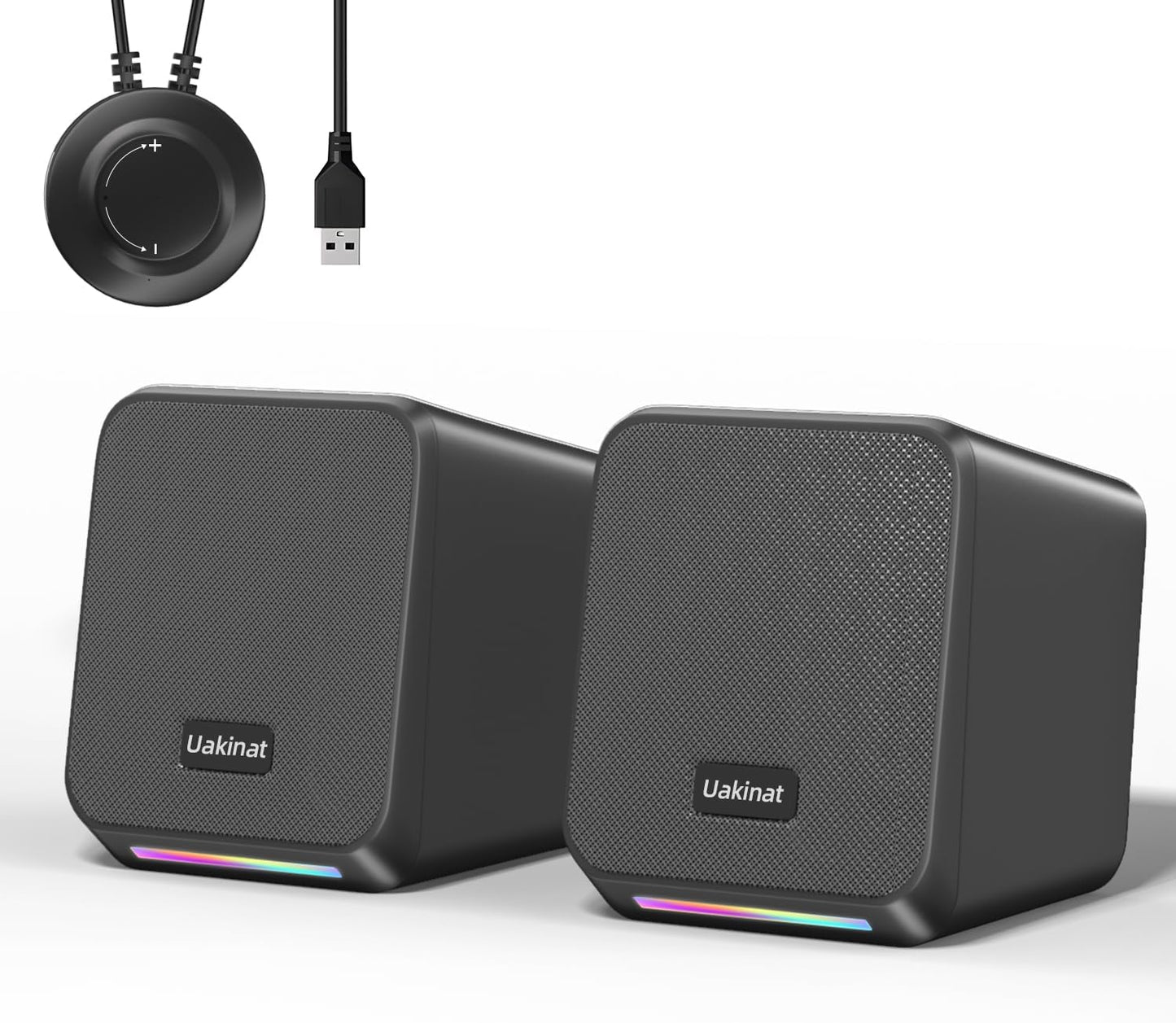 Enhanced Bass USB Gaming Speakers with RGB Lights