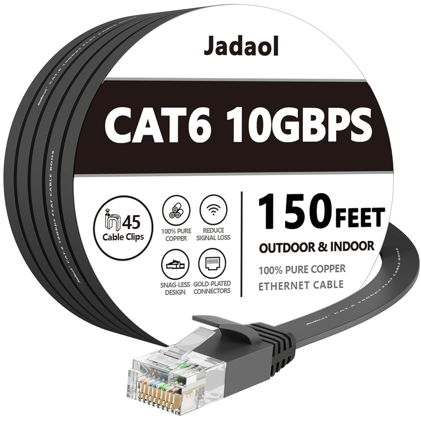 Jadaol Cat 6 Ethernet Cable 150ft for High Speed Internet Needs
