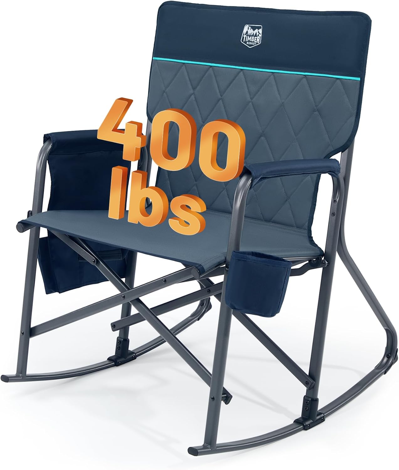 Oversized Rocking Camping Chair with 400lbs Capacity for Comfort